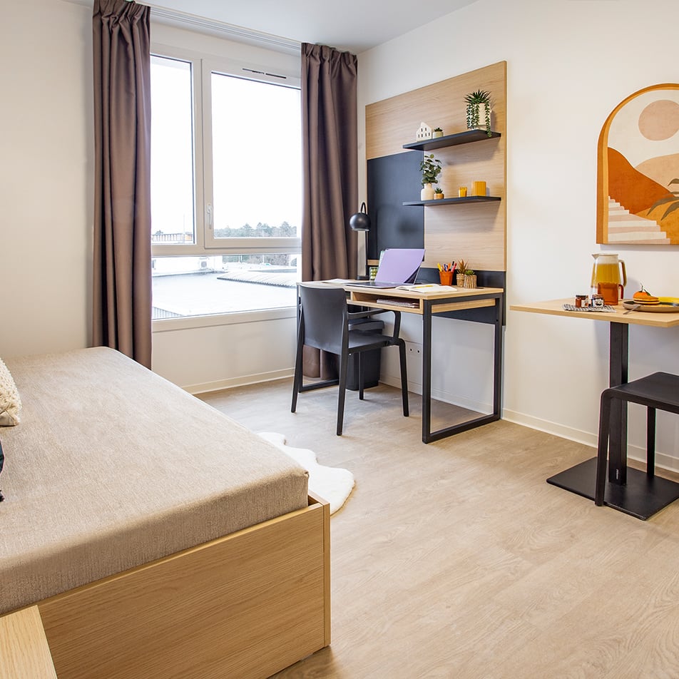 Pièce de vie d'un studio de notre résidence étudiante Ekinox à Nancy